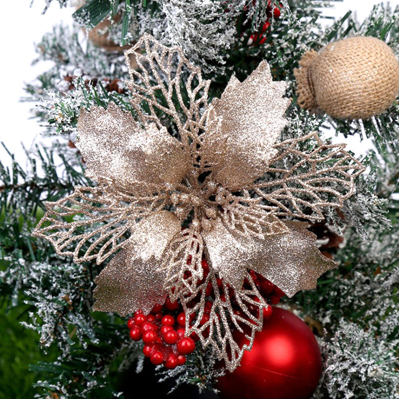 Glitter Artificial Christmas Flowers – Festive Tree & Home Decorations