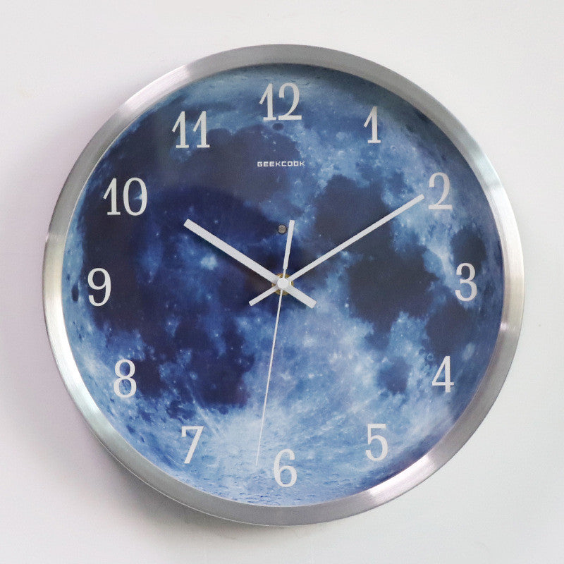 12-Inch Blue Moon Luminous Wall Clock – Modern Gothic Home Decor