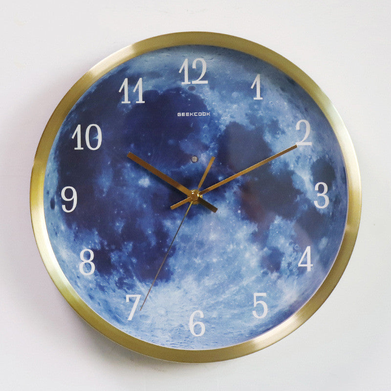 12-Inch Blue Moon Luminous Wall Clock – Modern Gothic Home Decor