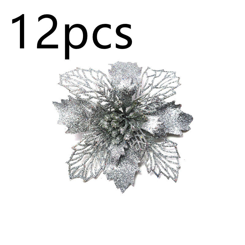 Glitter Artificial Christmas Flowers – Festive Tree & Home Decorations
