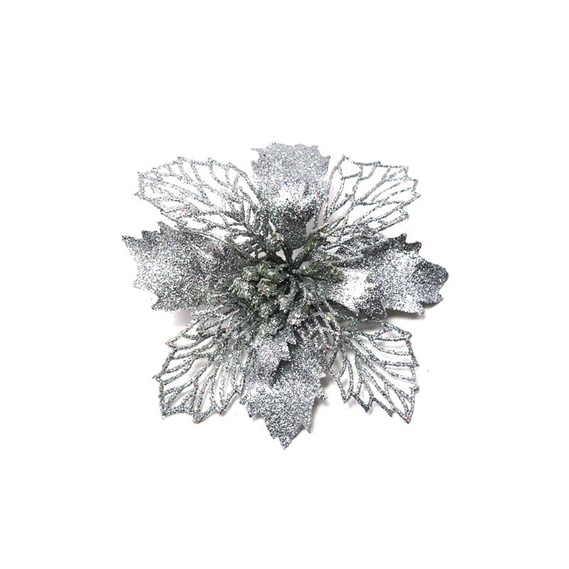 Glitter Artificial Christmas Flowers – Festive Tree & Home Decorations