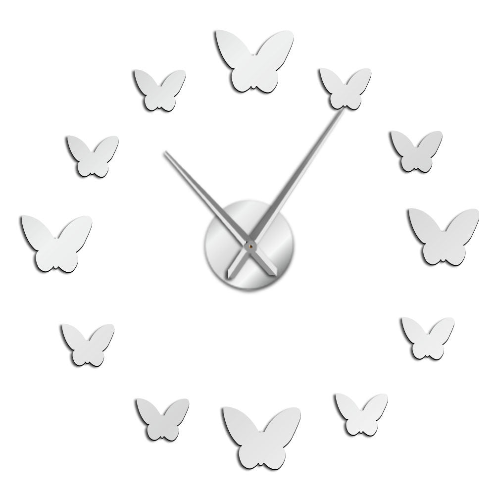 3D Butterfly Mirror Wall Clock – Elegant Home Decor for Living Room & Bedroom