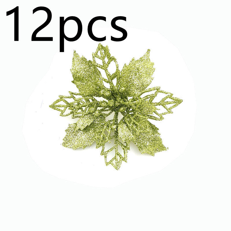 Glitter Artificial Christmas Flowers – Festive Tree & Home Decorations