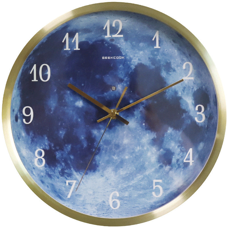12-Inch Blue Moon Luminous Wall Clock – Modern Gothic Home Decor