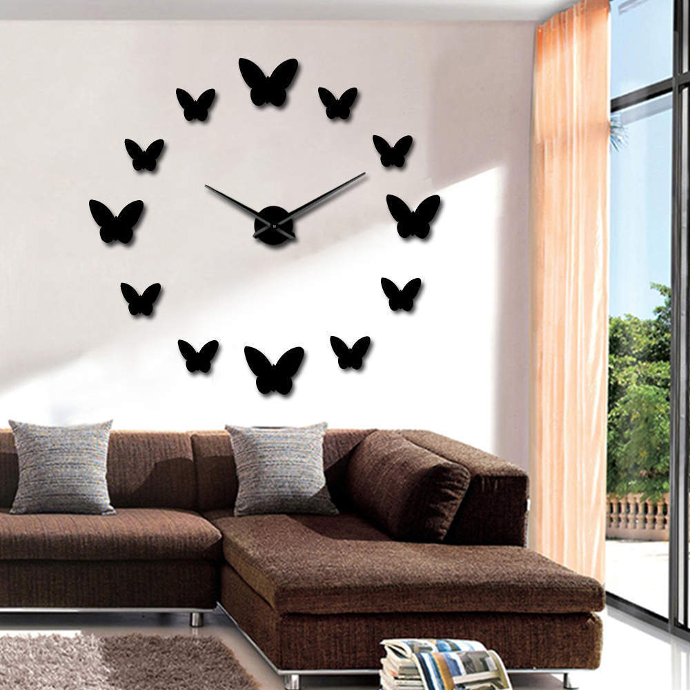 3D Butterfly Mirror Wall Clock – Elegant Home Decor for Living Room & Bedroom