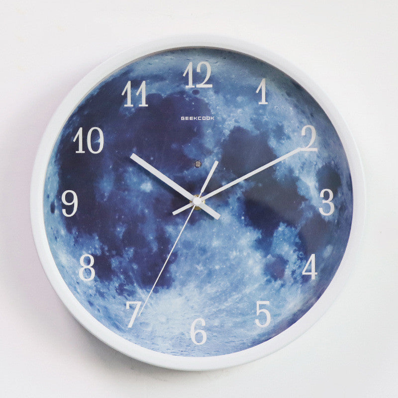 12-Inch Blue Moon Luminous Wall Clock – Modern Gothic Home Decor