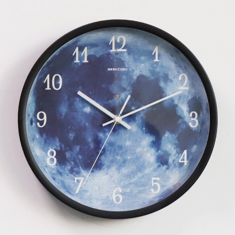 12-Inch Blue Moon Luminous Wall Clock – Modern Gothic Home Decor