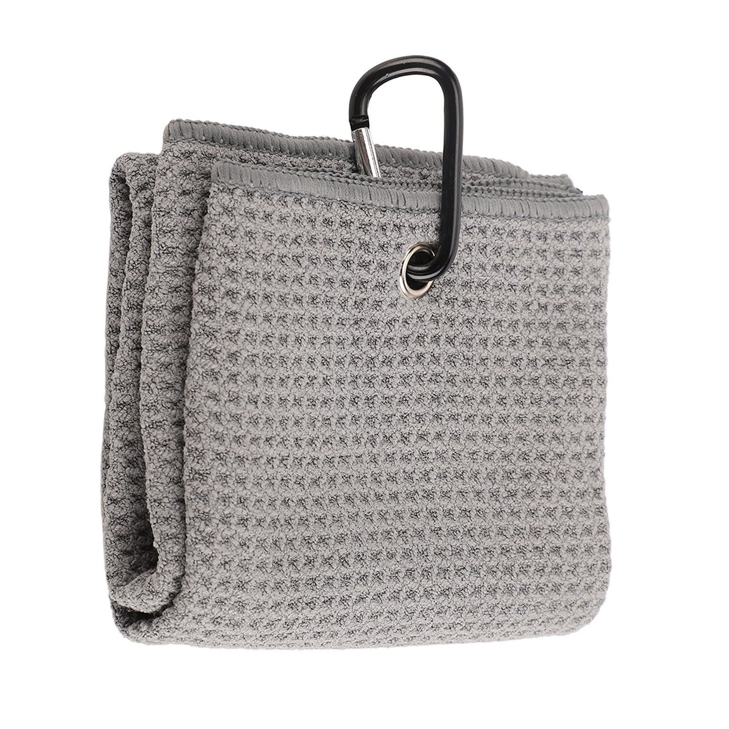 Microfiber Golf & Fitness Towel – Waffle Pattern Sweat-Absorbing Towel with Carabiner Clip (Grey)
