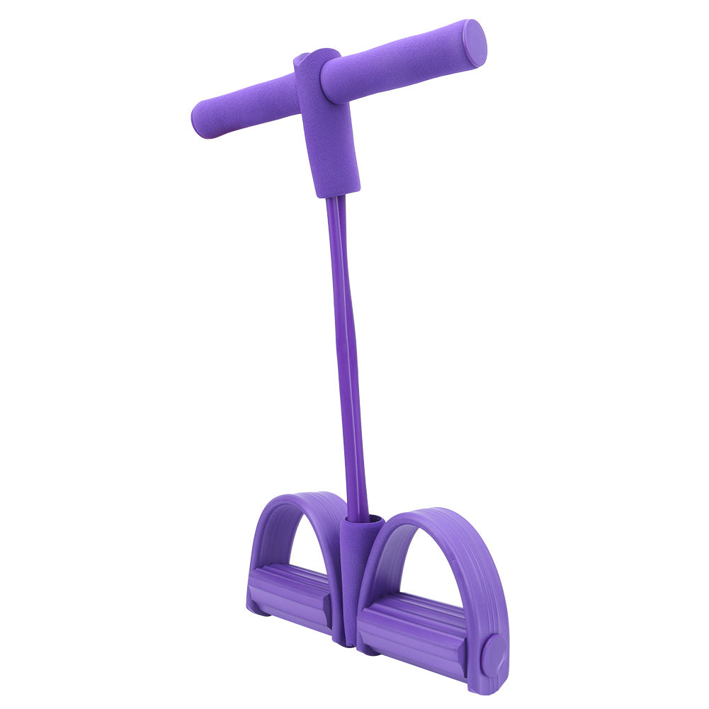2-Tube Foot Pedal Pull Rope – Elastic Sit-Up & Abdominal Fitness Training Equipment (Purple)