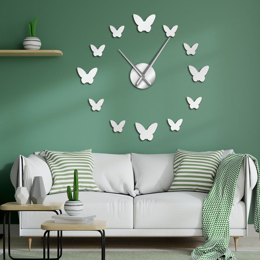 3D Butterfly Mirror Wall Clock – Elegant Home Decor for Living Room & Bedroom