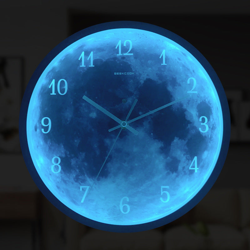 12-Inch Blue Moon Luminous Wall Clock – Modern Gothic Home Decor
