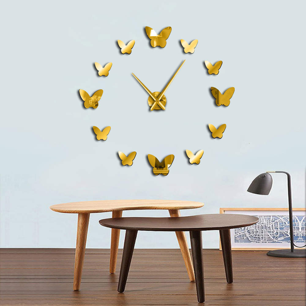 3D Butterfly Mirror Wall Clock – Elegant Home Decor for Living Room & Bedroom