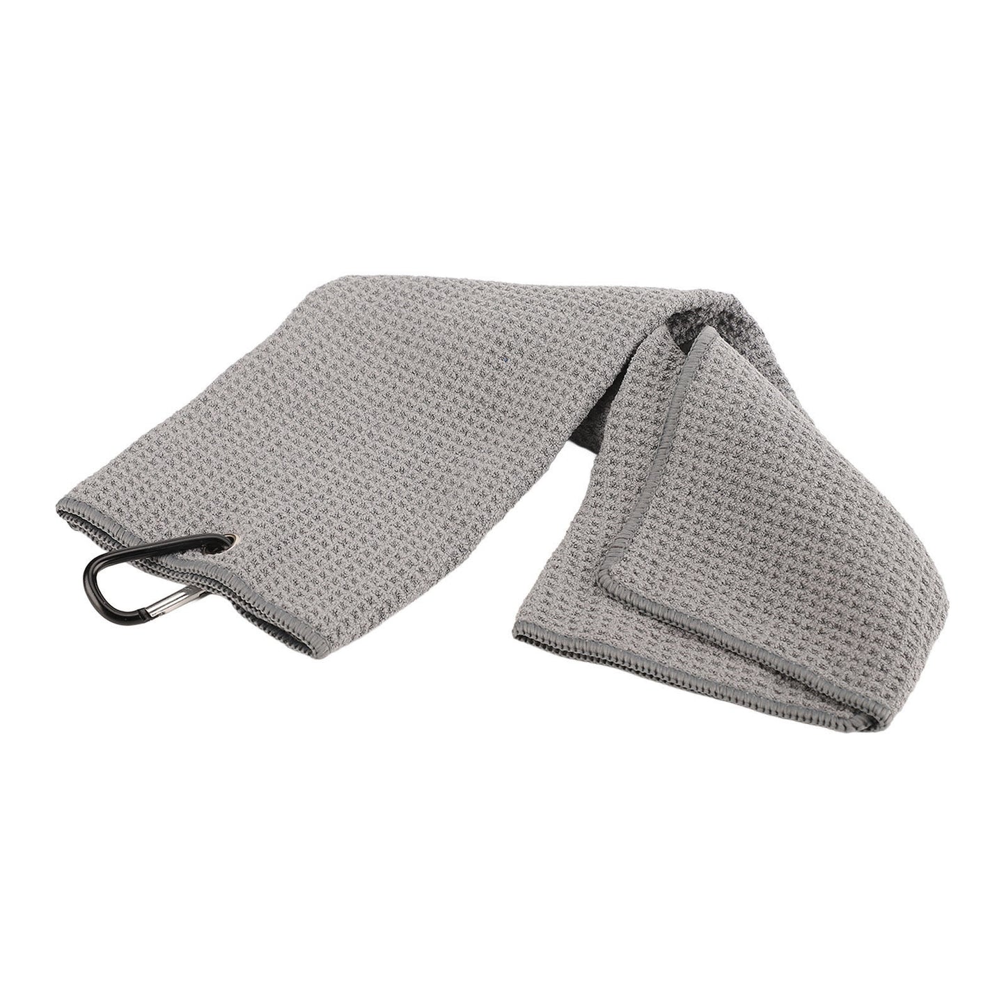 Microfiber Golf & Fitness Towel – Waffle Pattern Sweat-Absorbing Towel with Carabiner Clip (Grey)
