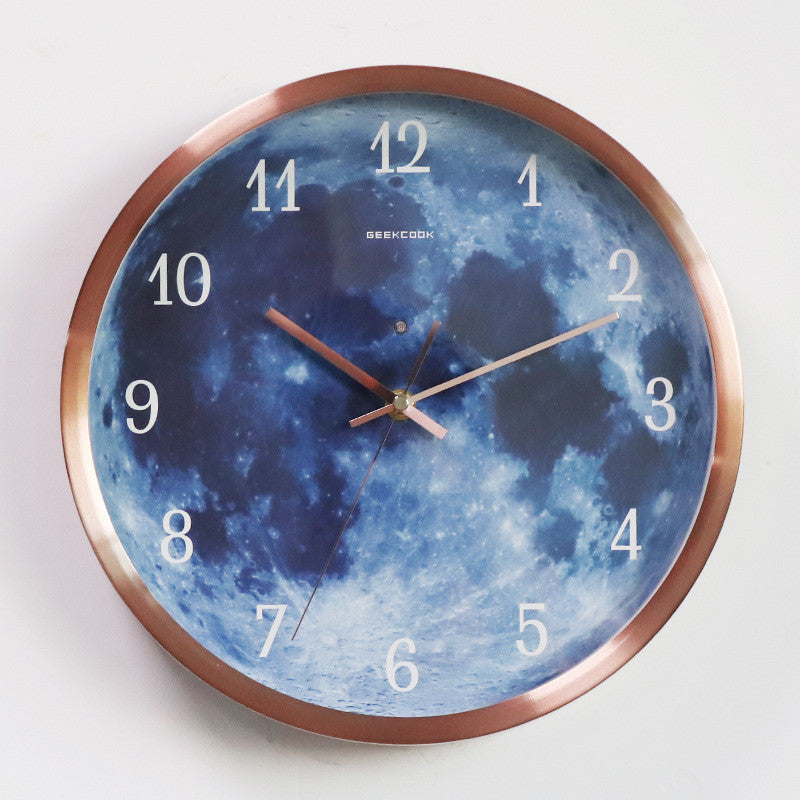 12-Inch Blue Moon Luminous Wall Clock – Modern Gothic Home Decor