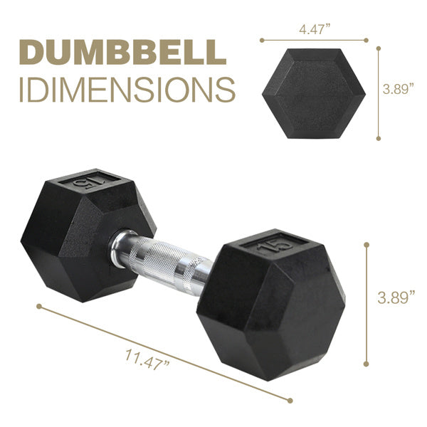 15LB Rubber-Coated Cast Iron Dumbbells – Durable 2-Handle Design for Strength Training