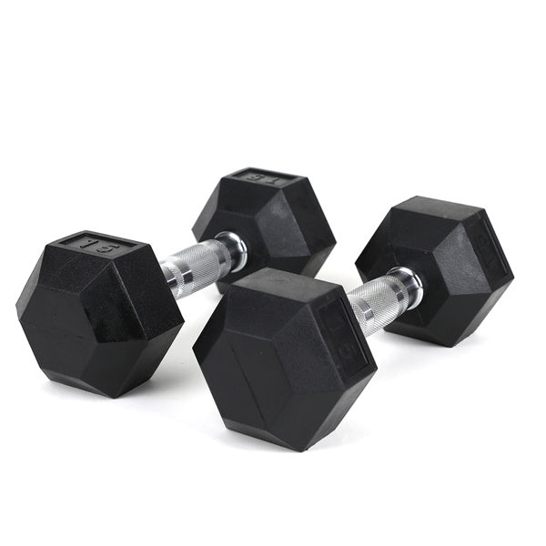 15LB Rubber-Coated Cast Iron Dumbbells – Durable 2-Handle Design for Strength Training