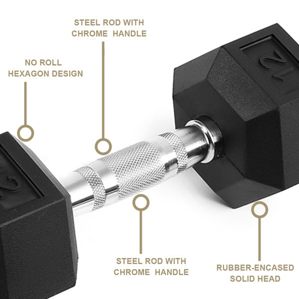 20LB Solid Cast Iron Dumbbells – 2 HDRS Rubber-Coated Hand Weights for Strength Training