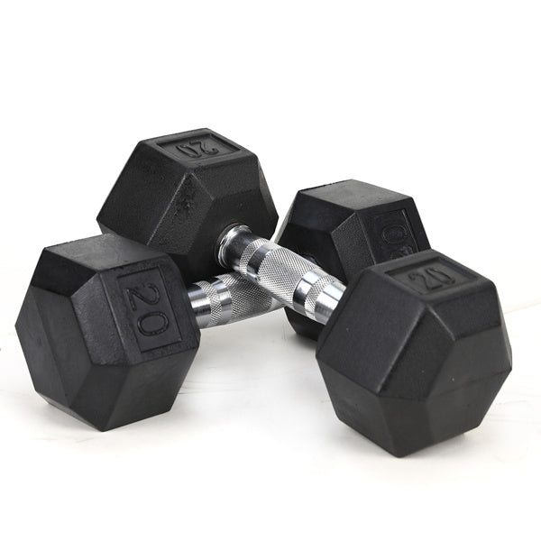 20LB Solid Cast Iron Dumbbells – 2 HDRS Rubber-Coated Hand Weights for Strength Training