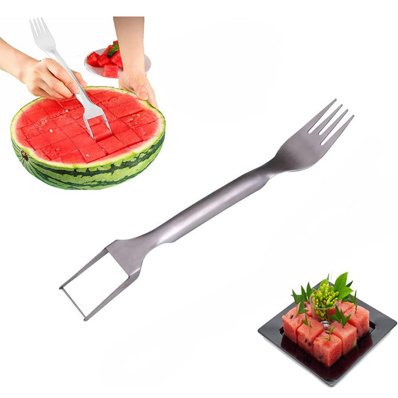 2-in-1 Watermelon Fork & Slicer – Stainless Steel Multi-Purpose Fruit Cutter