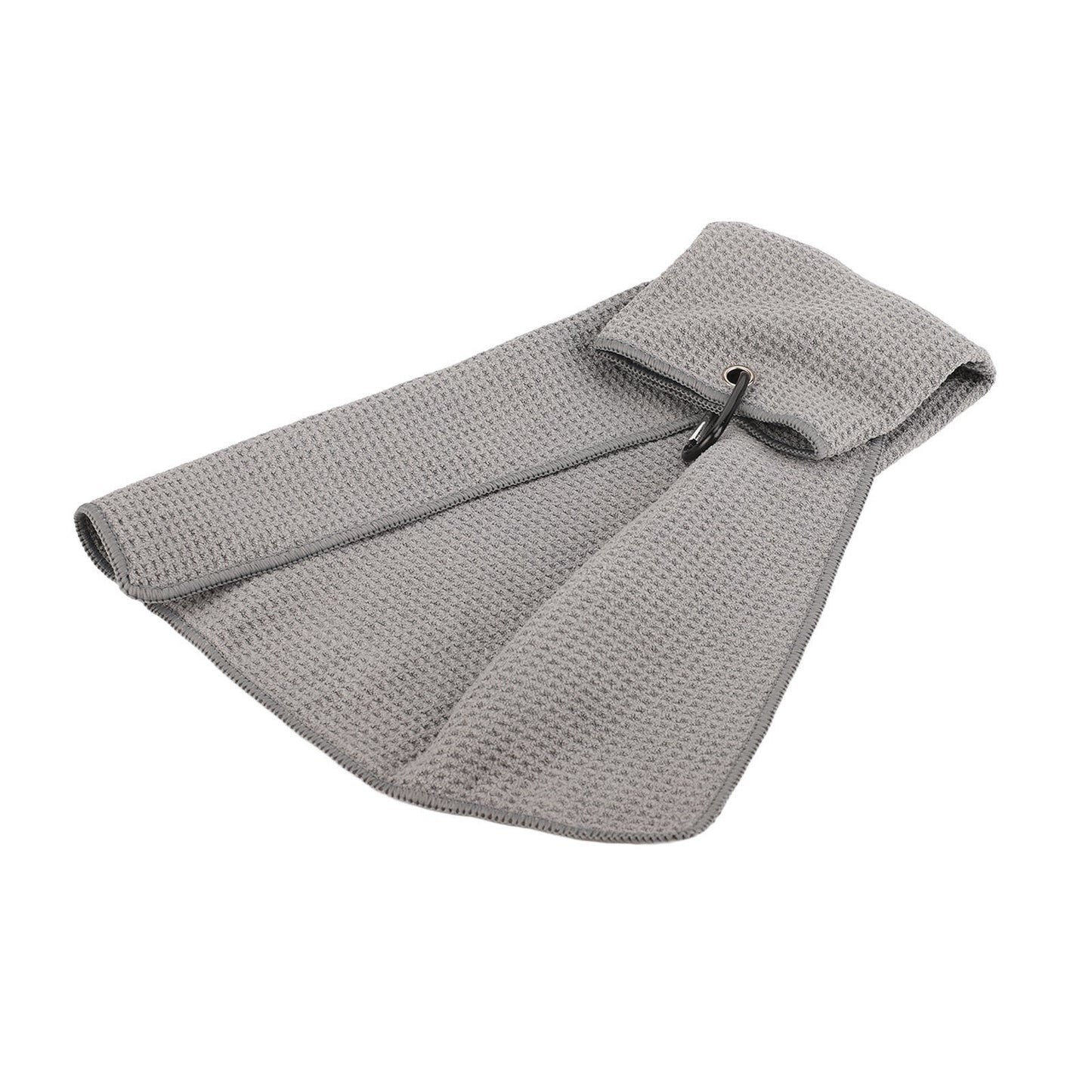 Microfiber Golf & Fitness Towel – Waffle Pattern Sweat-Absorbing Towel with Carabiner Clip (Grey)