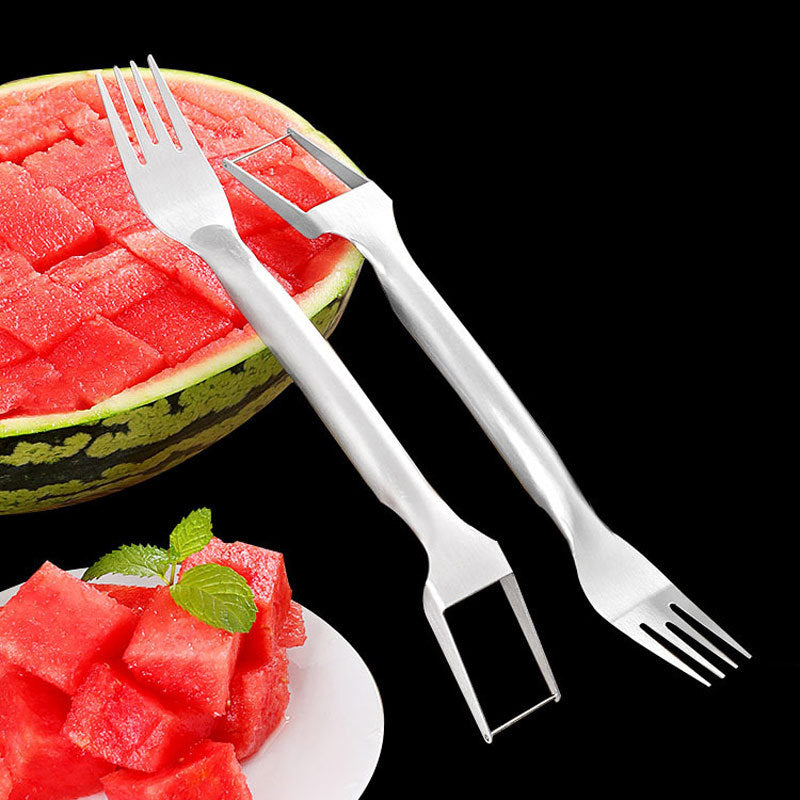 2-in-1 Watermelon Fork & Slicer – Stainless Steel Multi-Purpose Fruit Cutter
