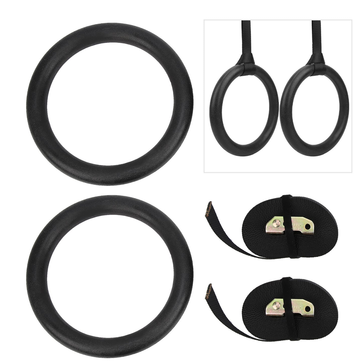 1 Pair Gymnastic Hanging Rings – Strength Training & Indoor Fitness Equipment (Black)