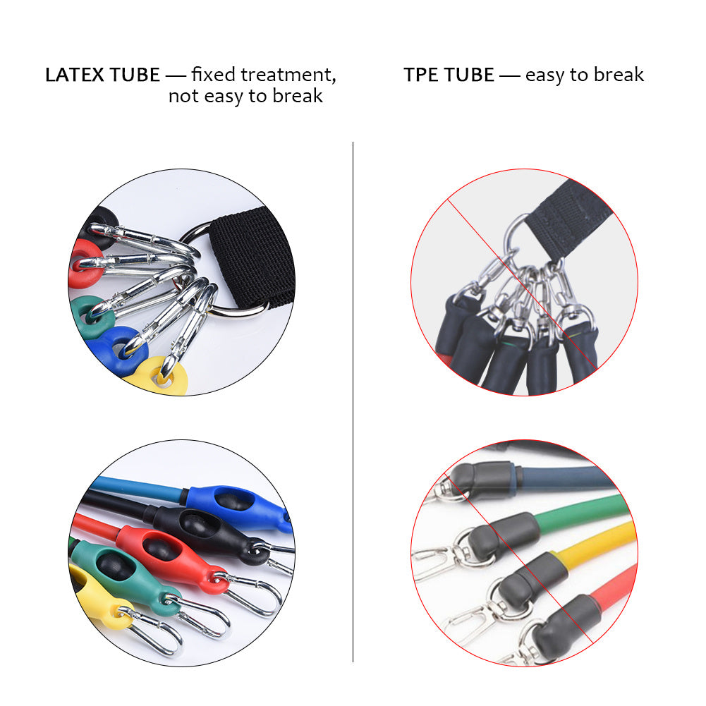 10pcs Resistance Band Set – Anti-Snap Exercise Tubes & Latex Bands for Fitness Training