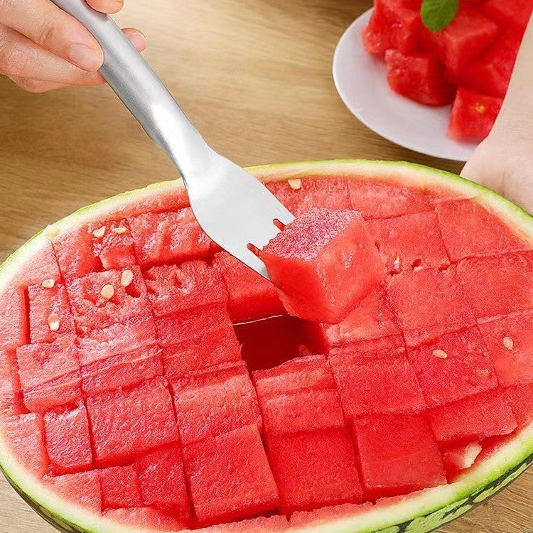 2-in-1 Watermelon Fork & Slicer – Stainless Steel Multi-Purpose Fruit Cutter