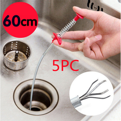 60CM Spring Pipe Dredging Tool – Easy Drain Clog Remover for Kitchen & Bathroom