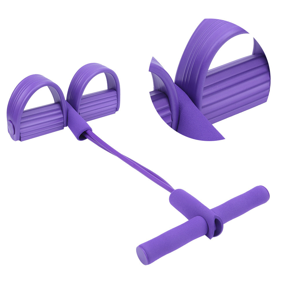 2-Tube Foot Pedal Pull Rope – Elastic Sit-Up & Abdominal Fitness Training Equipment (Purple)