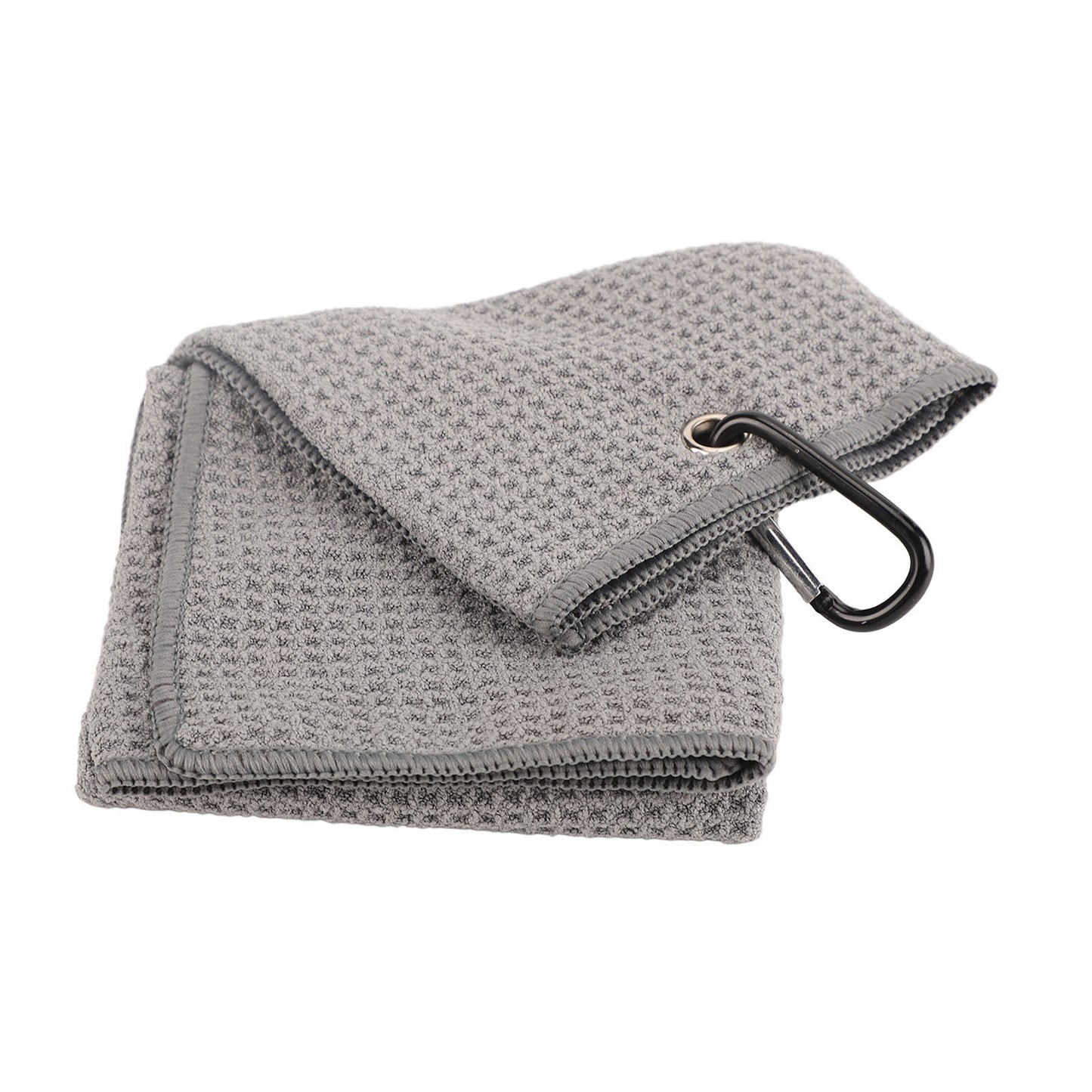 Microfiber Golf & Fitness Towel – Waffle Pattern Sweat-Absorbing Towel with Carabiner Clip (Grey)