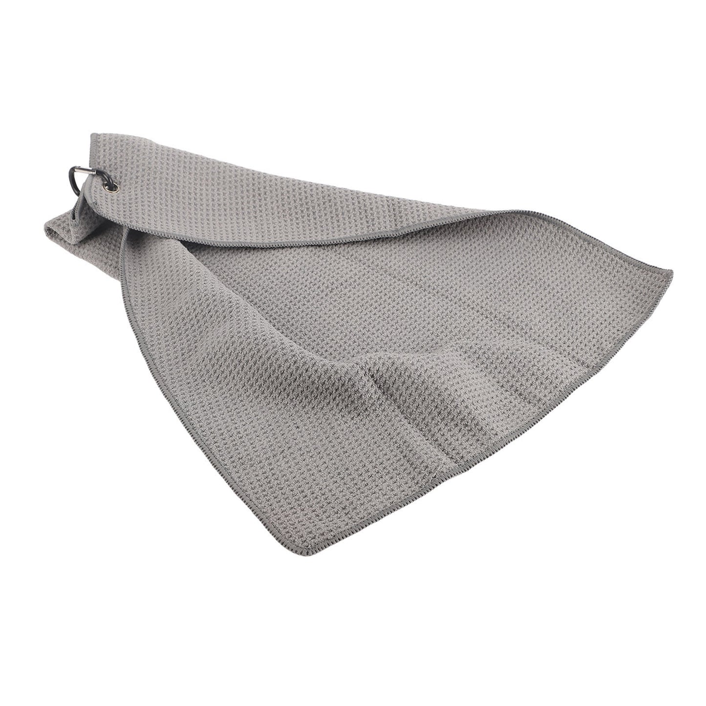 Microfiber Golf & Fitness Towel – Waffle Pattern Sweat-Absorbing Towel with Carabiner Clip (Grey)