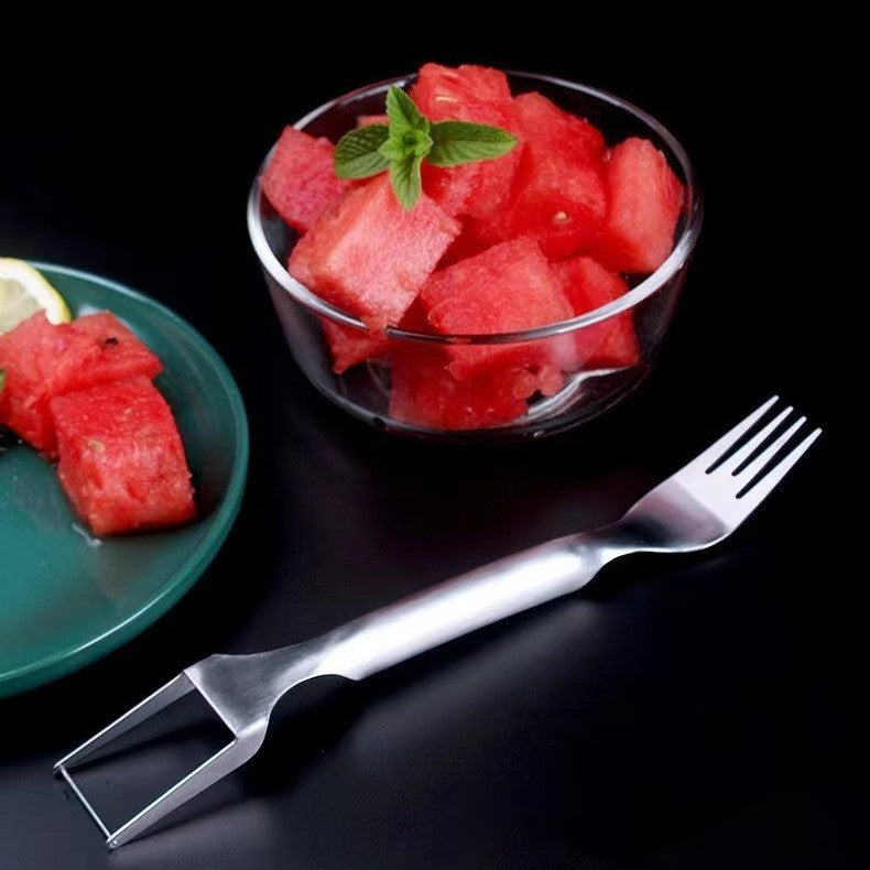 2-in-1 Watermelon Fork & Slicer – Stainless Steel Multi-Purpose Fruit Cutter