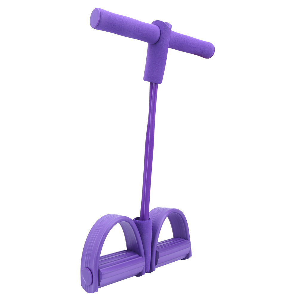 2-Tube Foot Pedal Pull Rope – Elastic Sit-Up & Abdominal Fitness Training Equipment (Purple)